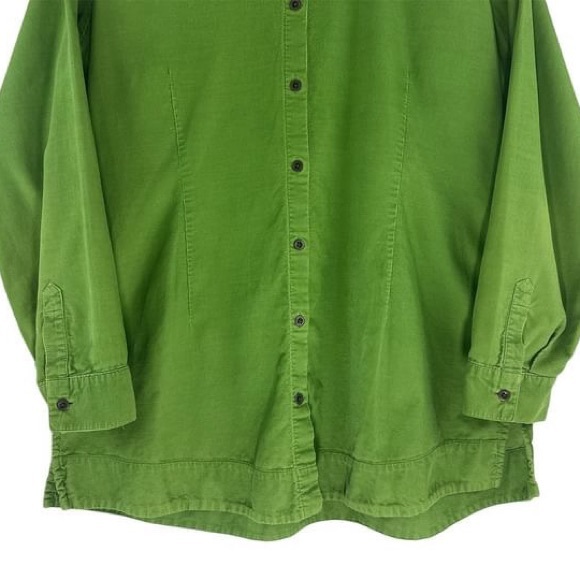 J. Jill Woman’s Medium Green Corduroy Long Sleeve Button Tunic Shirt - Picture 4 of 8